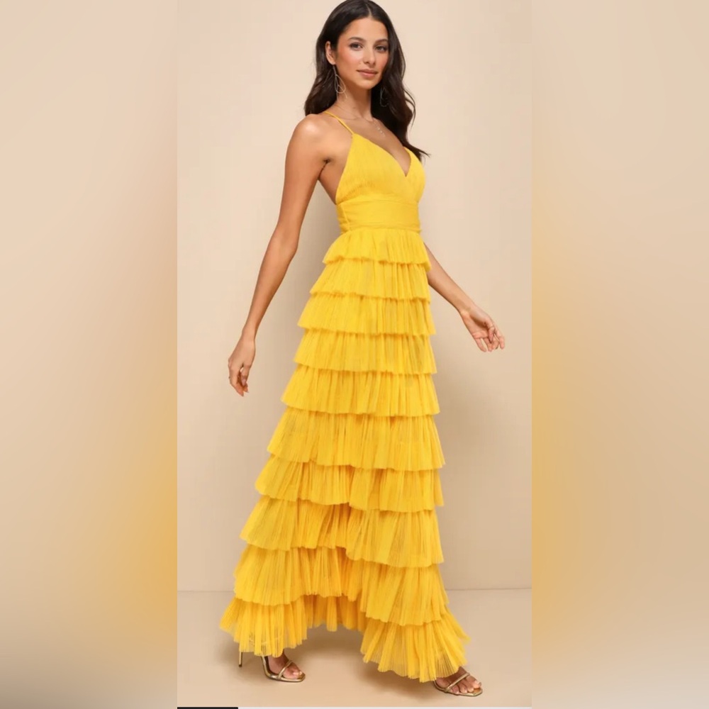 Vibrant Yellow Tiered Skirt